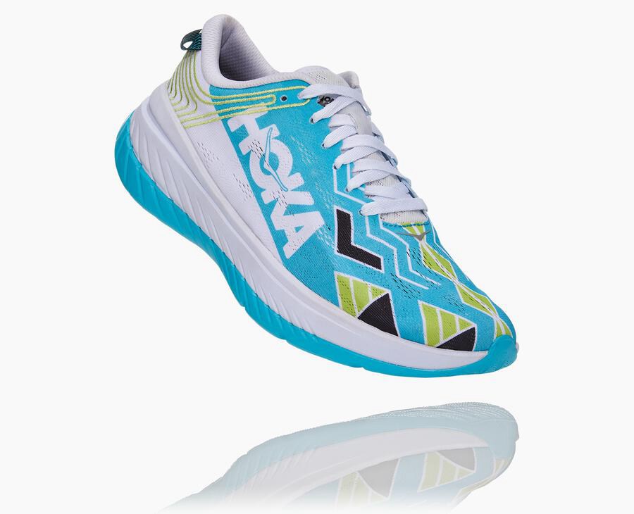 Hoka One One Ironman Kona Carbon X Löparskor Herr - Blå/Vita - KMRWF-0614